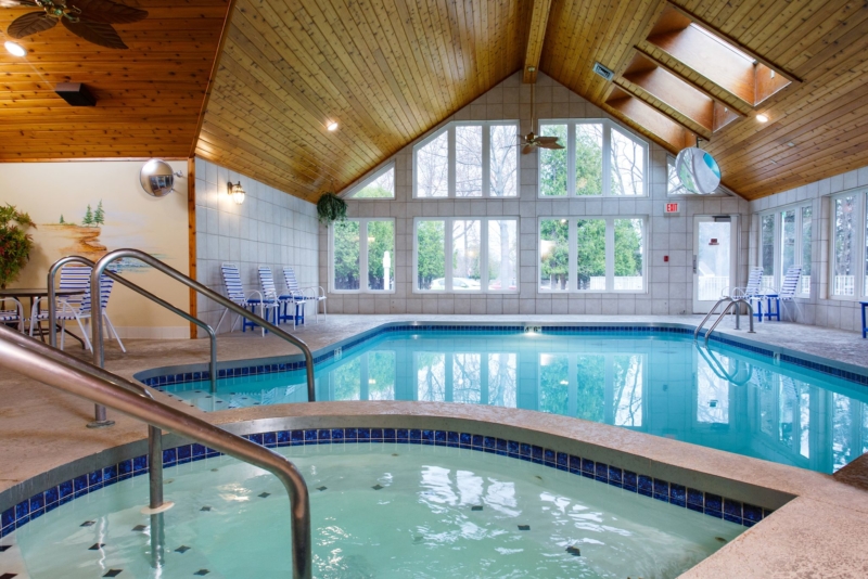 Indoor pool and hot tub.